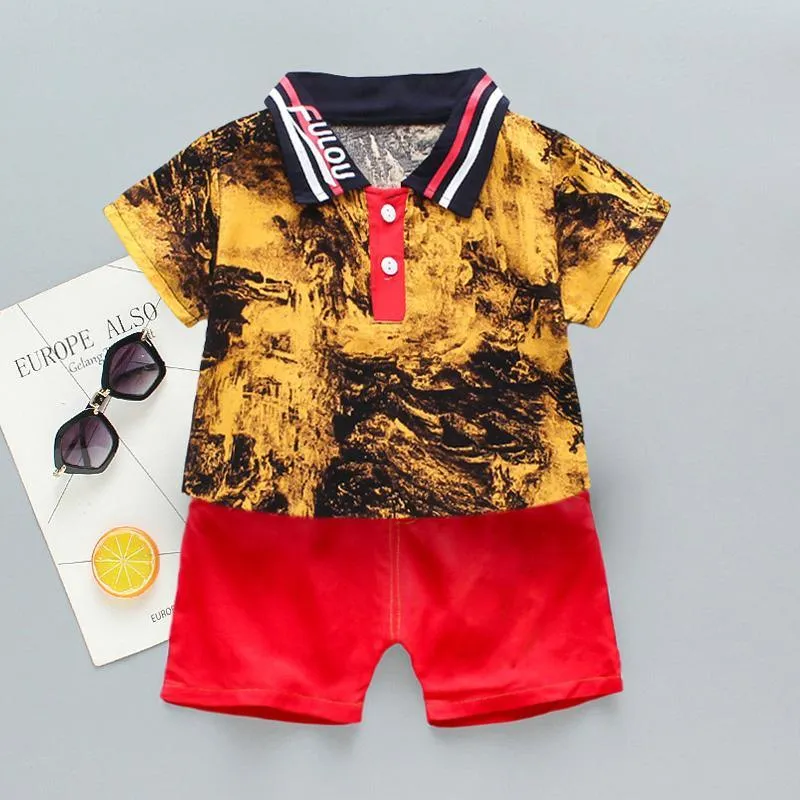 2-piece Gradient Polo Shirt & Shorts for Children Boy
