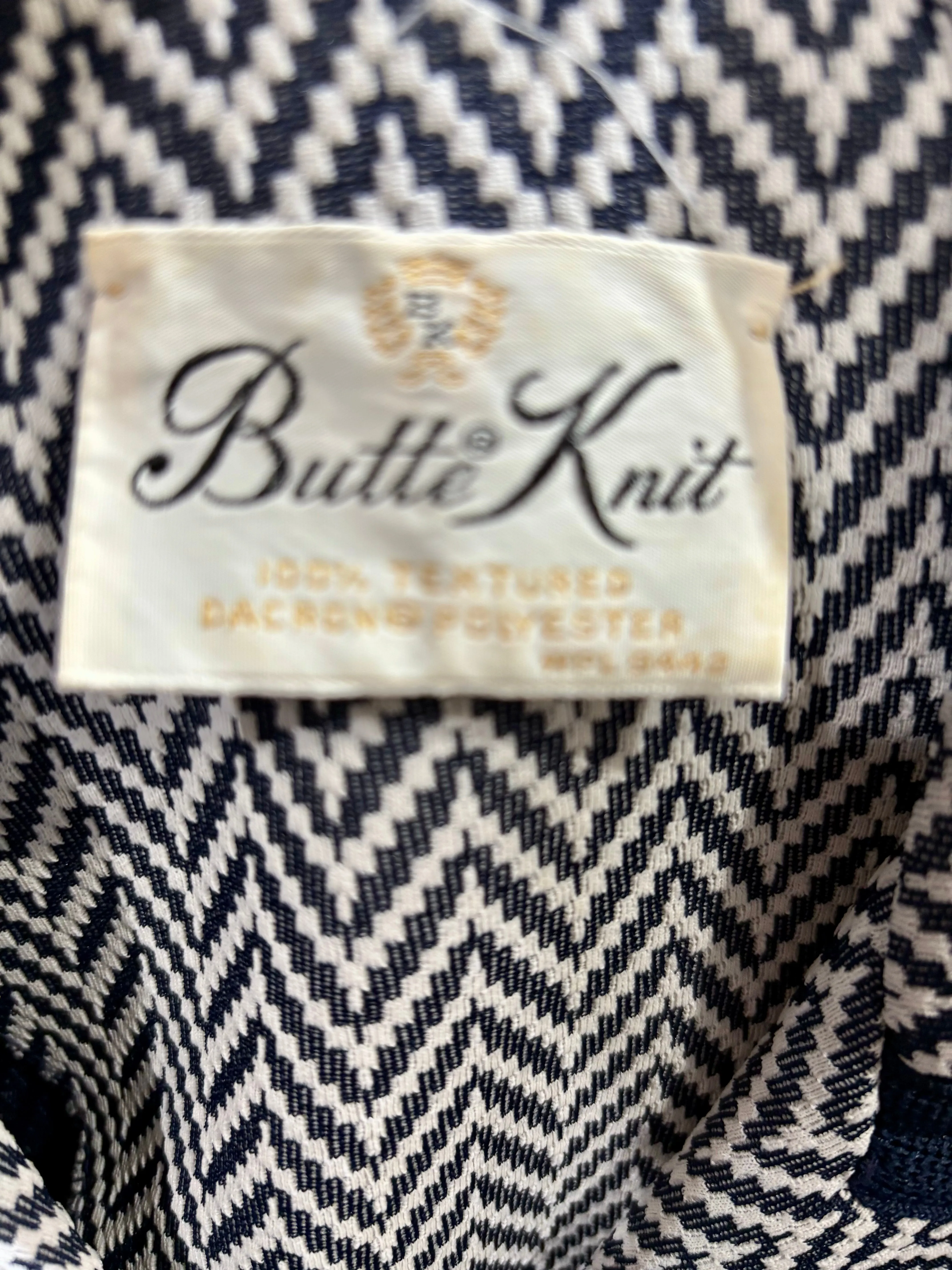60’s Beige & Navy Trim Double Breasted Coat By Butte Knit