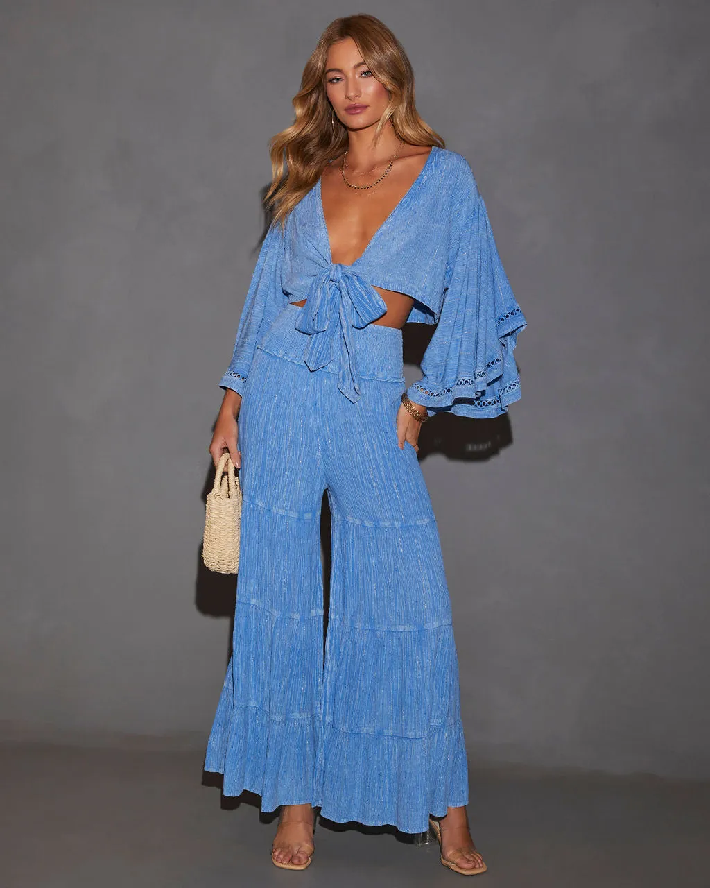 Adria High Rise Tiered Wide Leg Pants