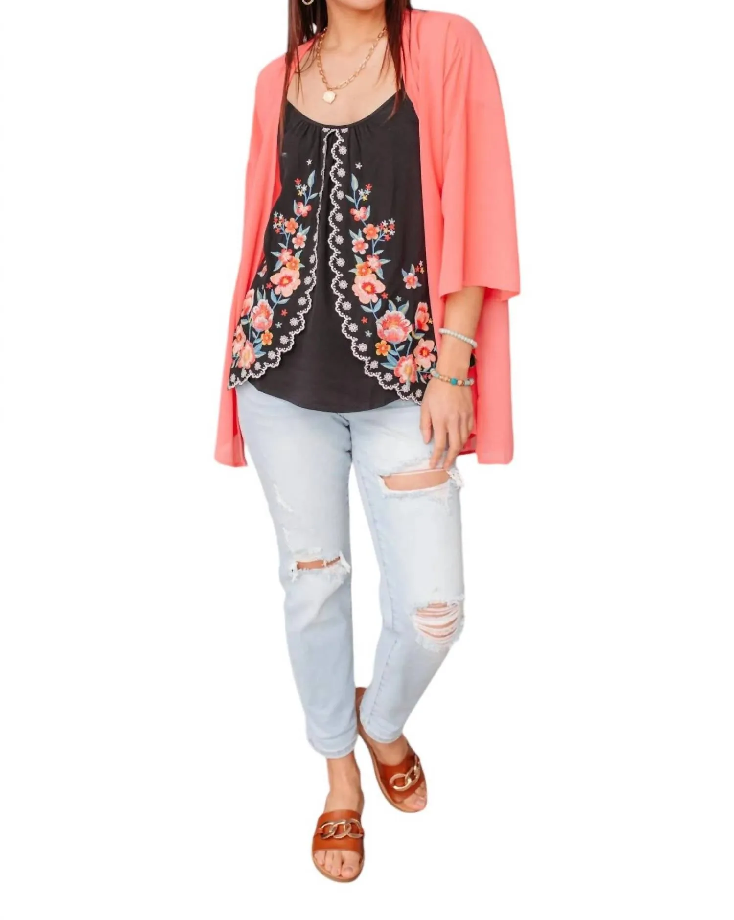 Andree By Unit - Garden Picnics Embroidered Tank