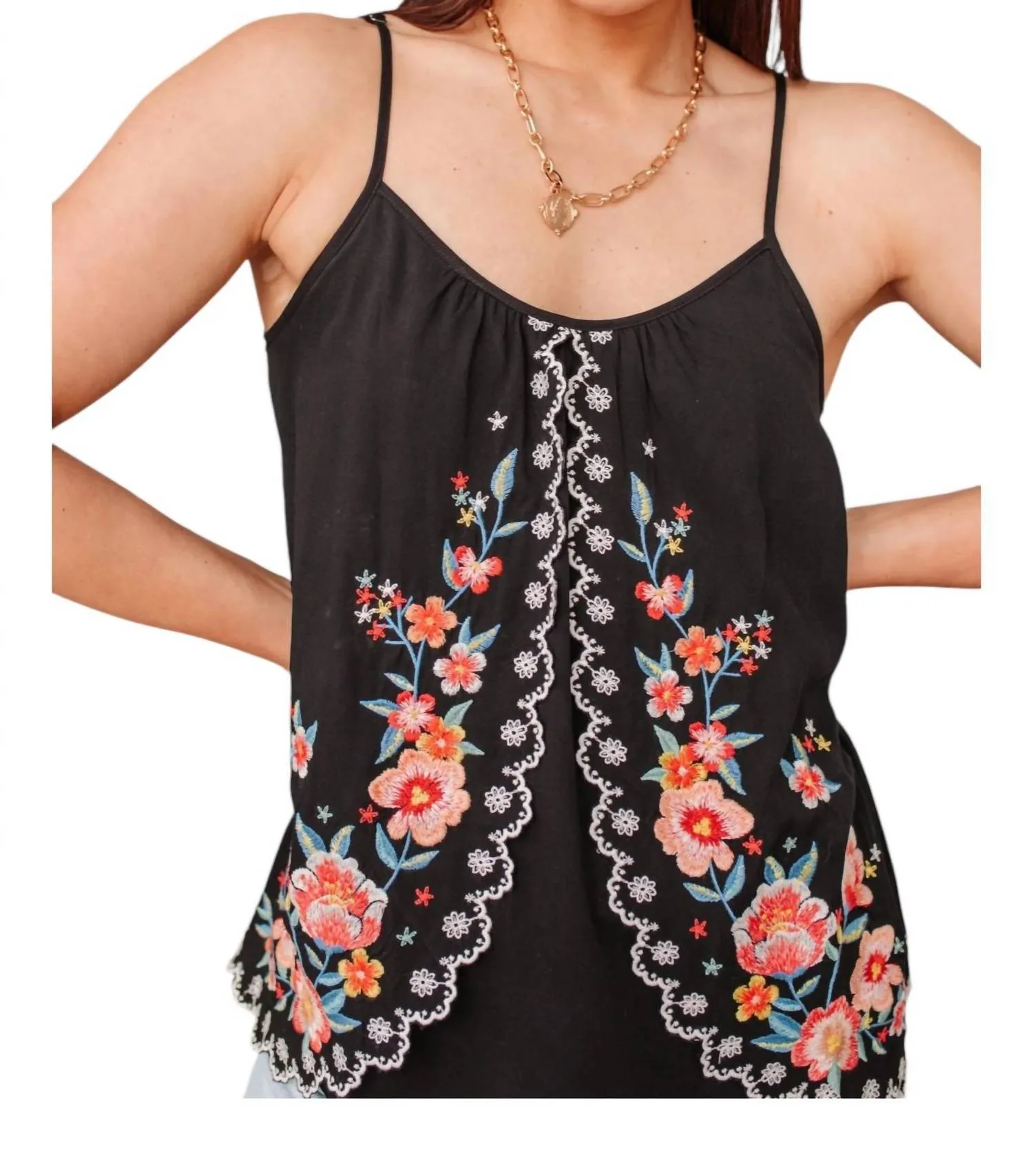 Andree By Unit - Garden Picnics Embroidered Tank