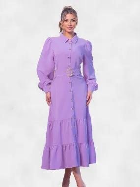 A.Peach Tired Long Sleeve Midi Dress
