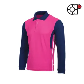 ARORA LONG SLEEVE LACOSTE HONEYCOMB POLO (MAGENTA)