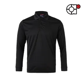 ARORA LONG SLEEVE MINI EYELET MICROFIBER POLO (BLACK)