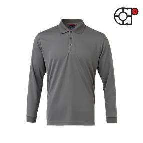 ARORA LONG SLEEVE MINI EYELET MICROFIBER POLO (CHARCOAL)