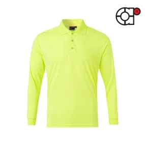 ARORA LONG SLEEVE MINI EYELET MICROFIBER POLO (NEON GREEN)