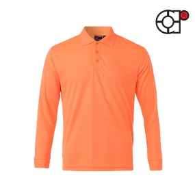 ARORA LONG SLEEVE MINI EYELET MICROFIBER POLO (ORANGE)