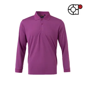 ARORA LONG SLEEVE MINI EYELET MICROFIBER POLO (PURPLE)
