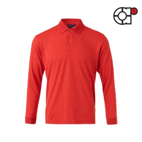 ARORA LONG SLEEVE MINI EYELET MICROFIBER POLO (RED)
