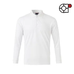 ARORA LONG SLEEVE MINI EYELET MICROFIBER POLO (WHITE)