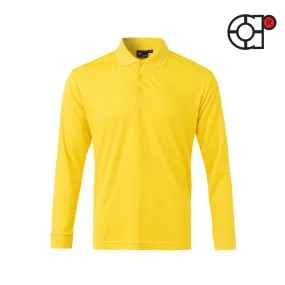 ARORA LONG SLEEVE MINI EYELET MICROFIBER POLO (YELLOW)