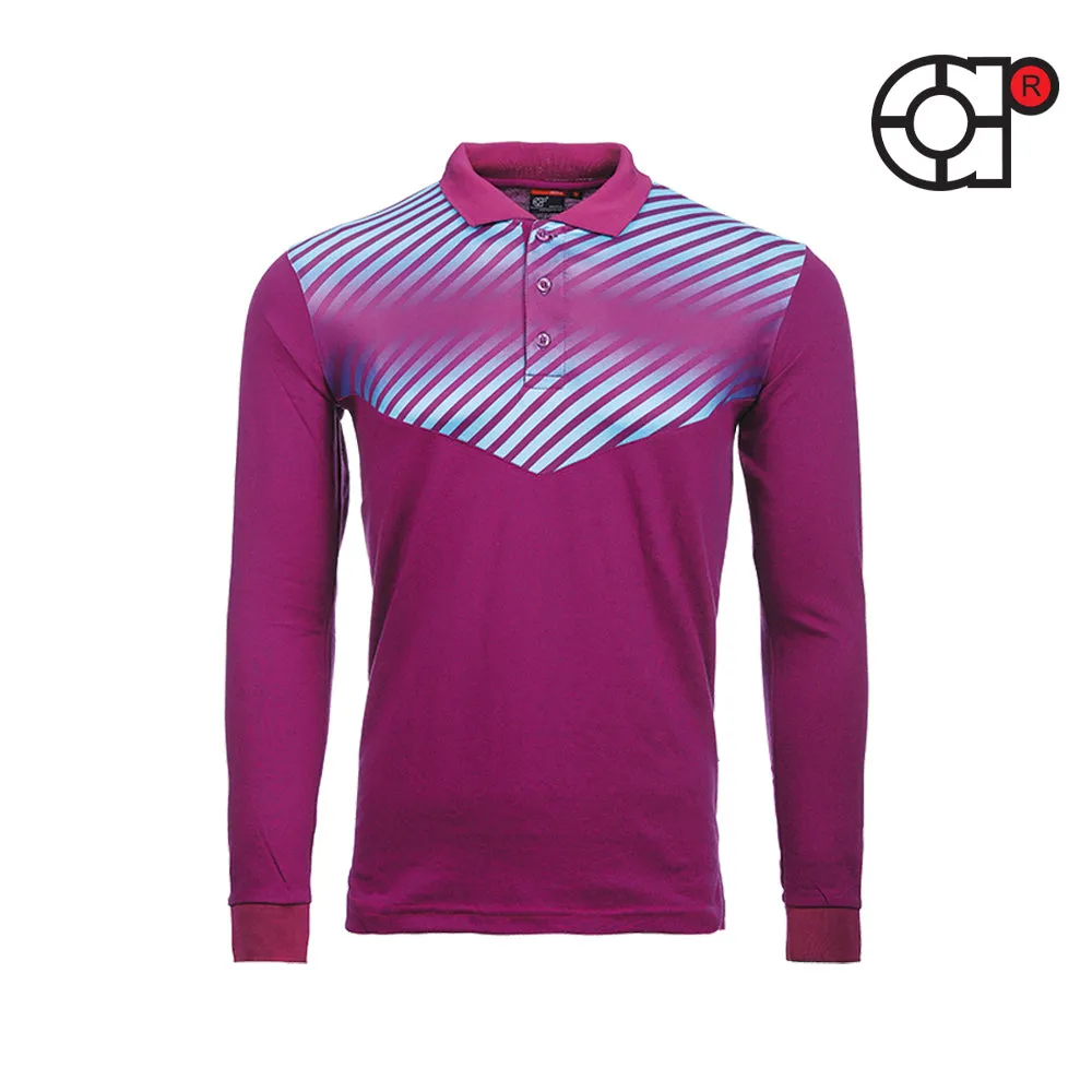 ARORA LONG SLEEVE SUBLIMATION COTTON POLO (PURPLE)