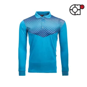 ARORA LONG SLEEVE SUBLIMATION COTTON POLO (TURQUOISE)