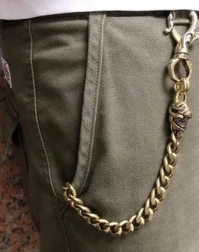 Badass Gold Skull Mens Wallet Chain Biker Wallet Chain 18‘â€?Pants Chain For Men
