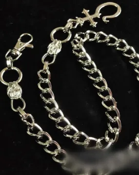 Badass Mens Silver Long Stainless steel Cross Key Chain Pants Chain Wallet Chain For Men
