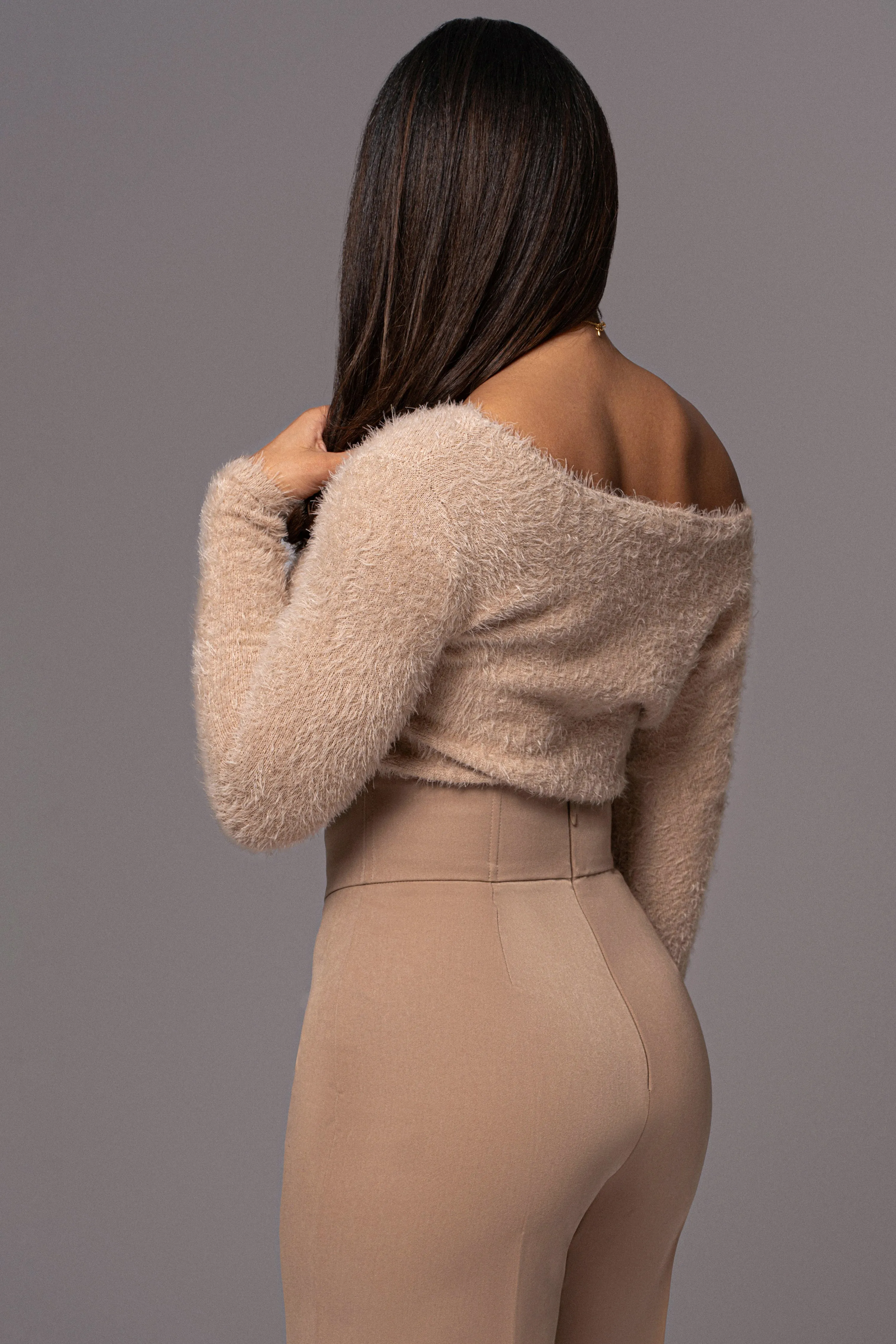 Beige Yesenia Asymmetrical Knit Top