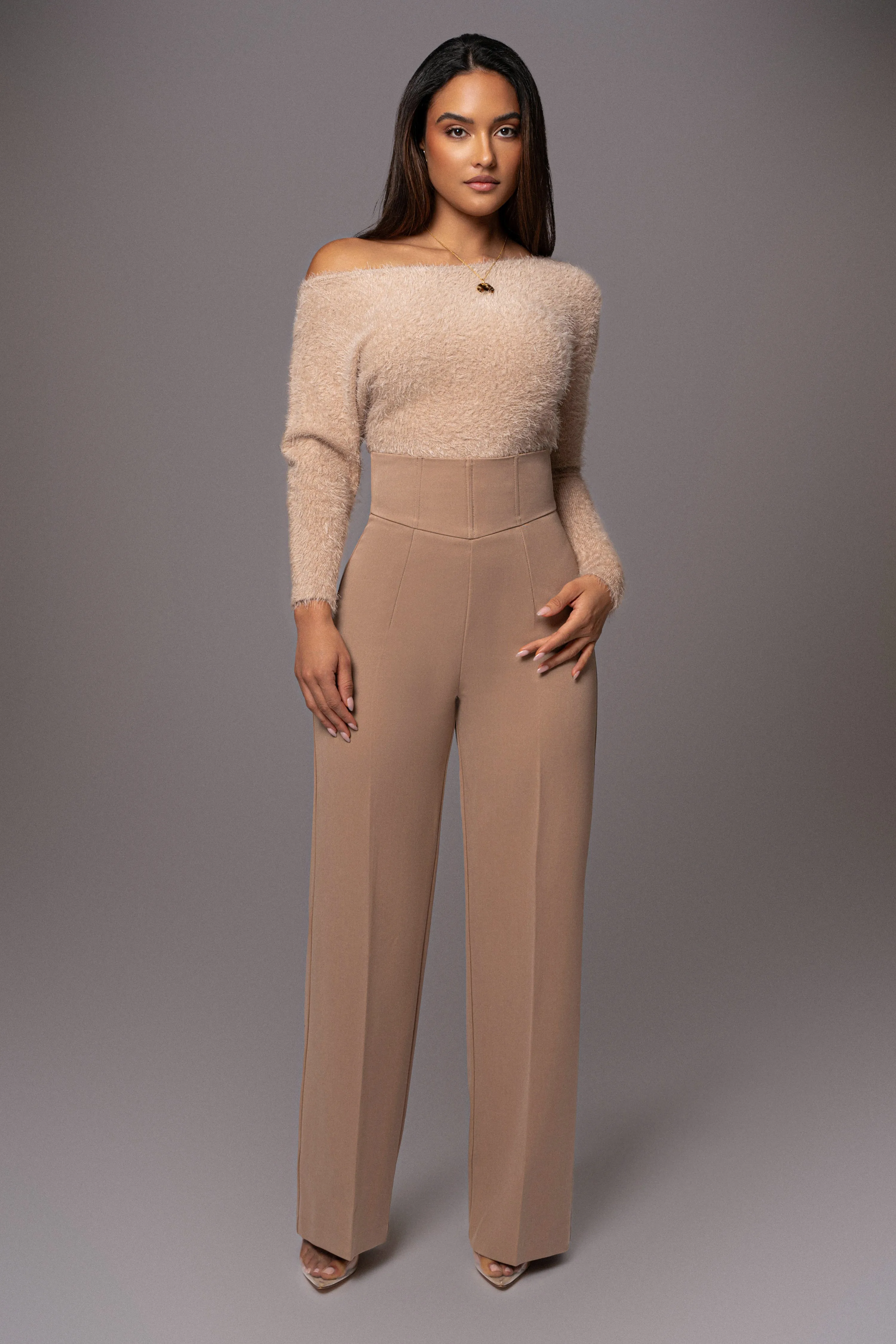 Beige Yesenia Asymmetrical Knit Top