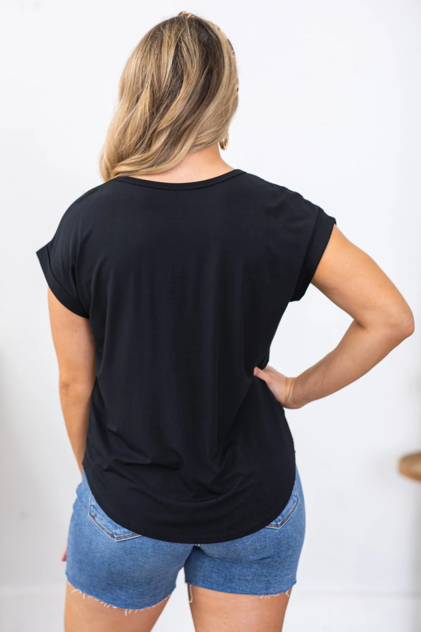 Black Classic Fit Bamboo Knit Top