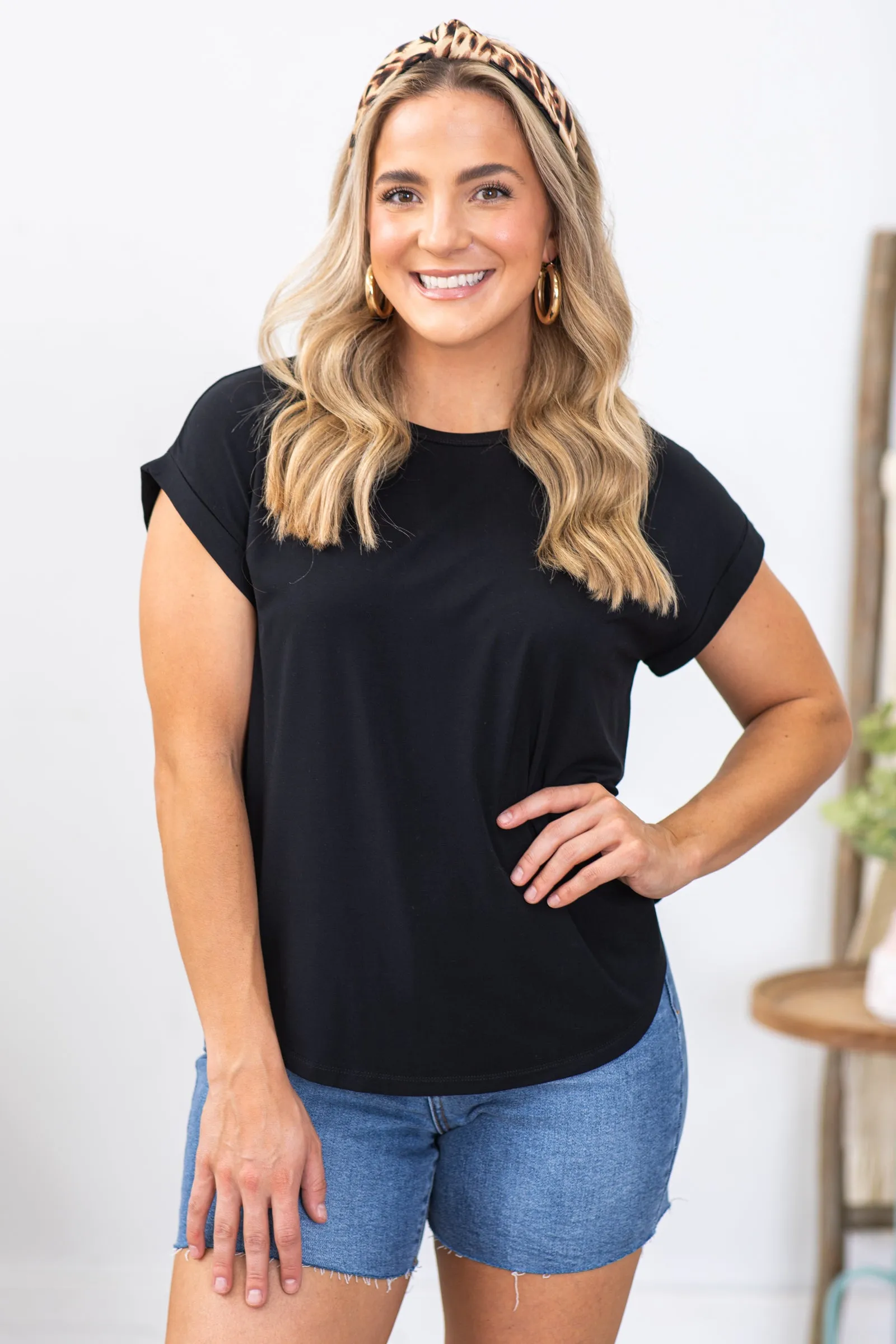 Black Classic Fit Bamboo Knit Top