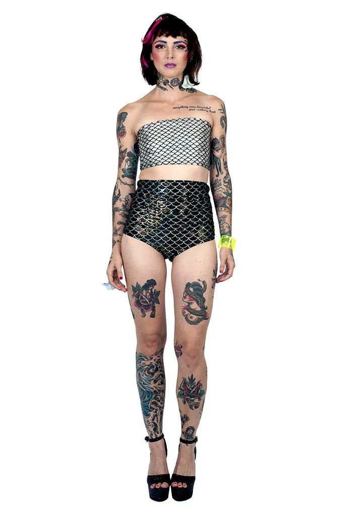 Black Mermaid High Waist Swim Bottom