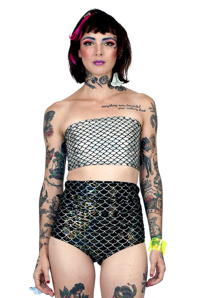 Black Mermaid High Waist Swim Bottom