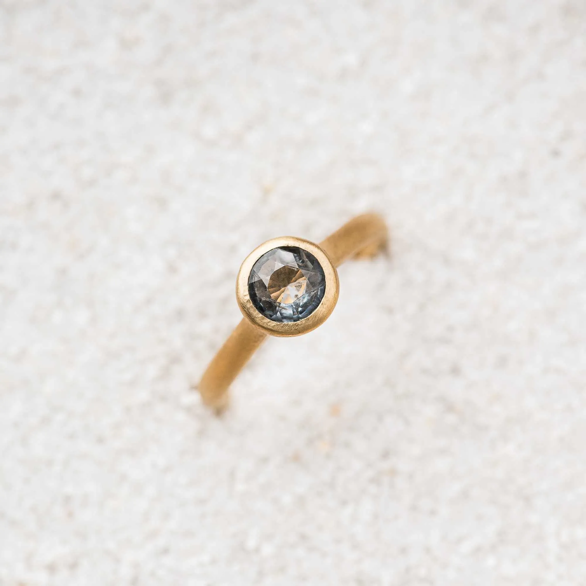 Blue Spinel Bezel-Set Cathedral Ring in 14k Gold