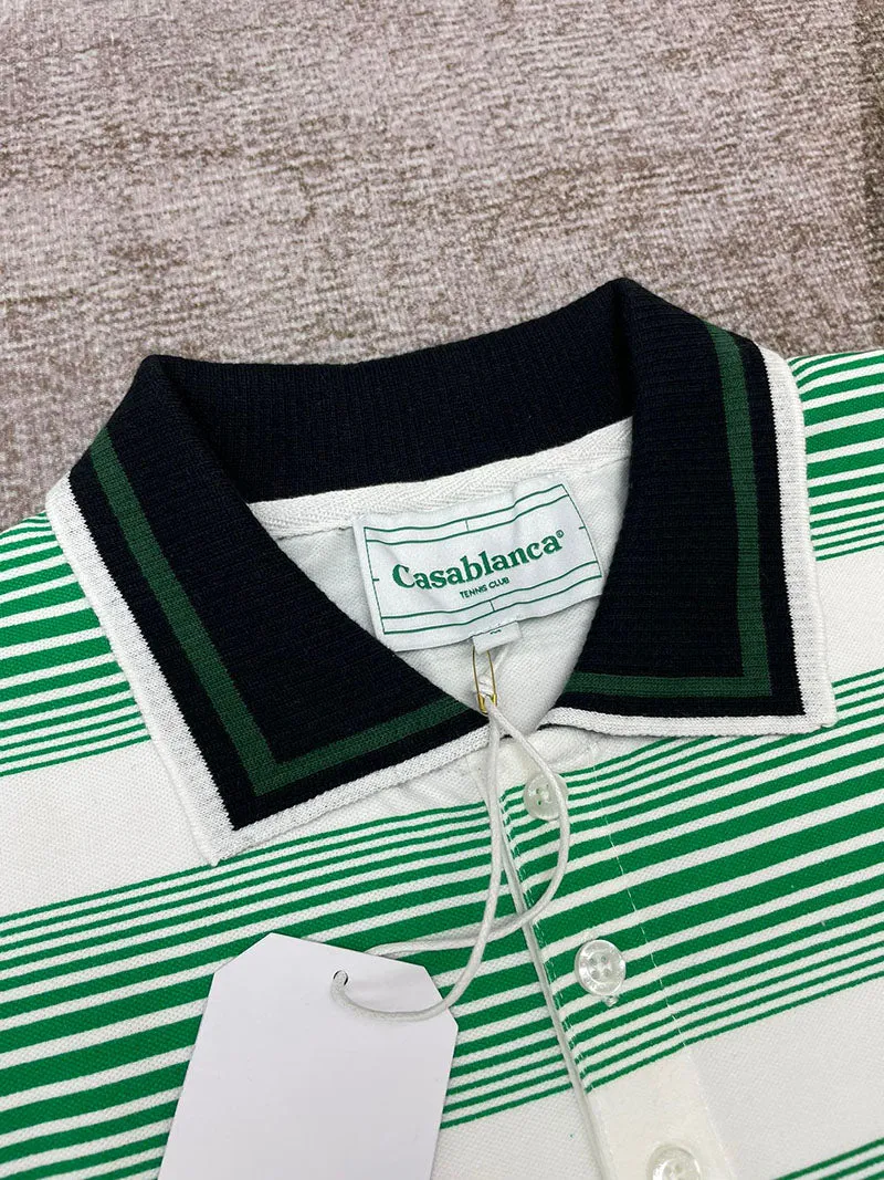 CASABLANCA  Gradient Stripe Interlock Polo Shirt