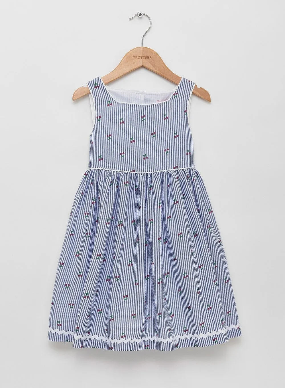 Cherry Dress in Navy/White Stripe