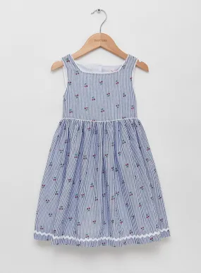 Cherry Dress in Navy/White Stripe