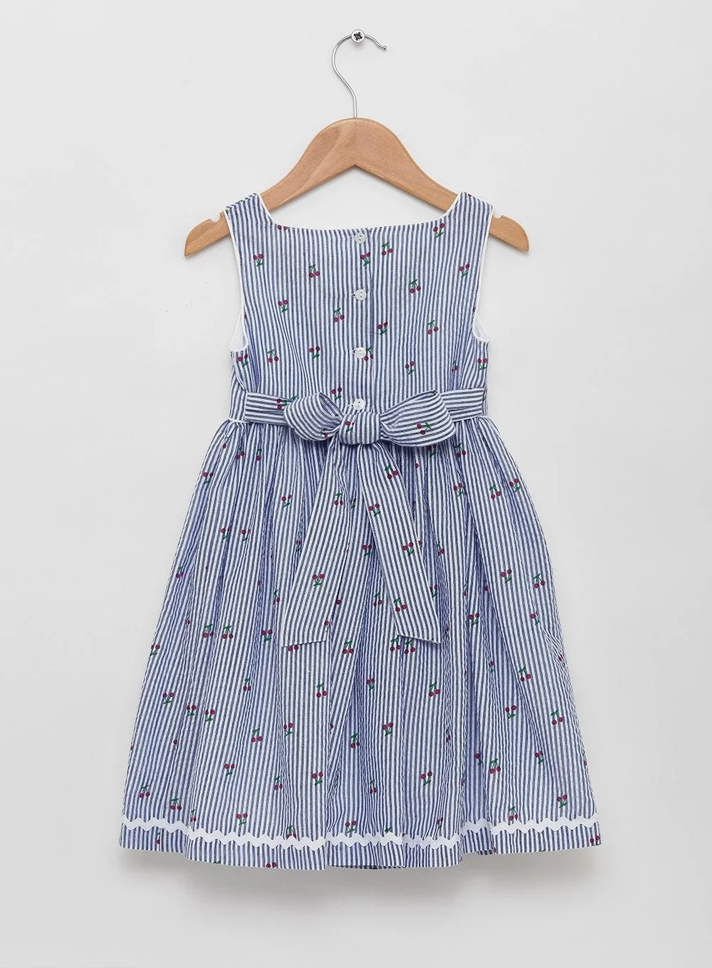 Cherry Dress in Navy/White Stripe