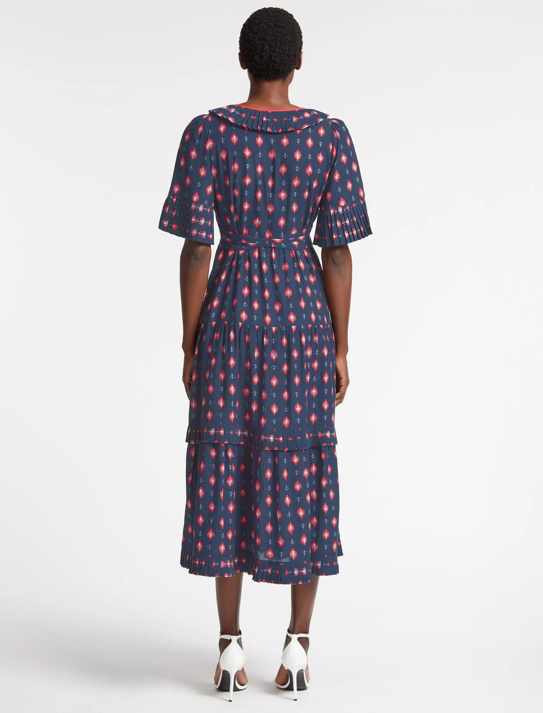 Cordelia Cotton Maxi Dress - Navy Ikat Print