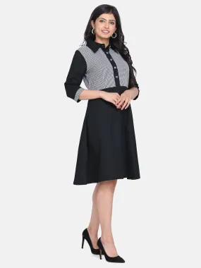 Cotton Shirt Dress - Black
