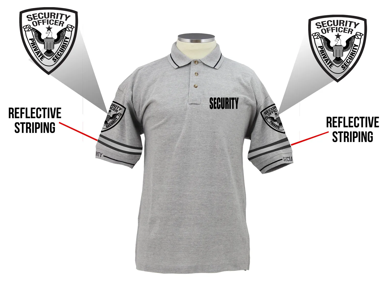 Customizable Poly Cotton Security Polo Shirt with Woven Sleeve and Collar