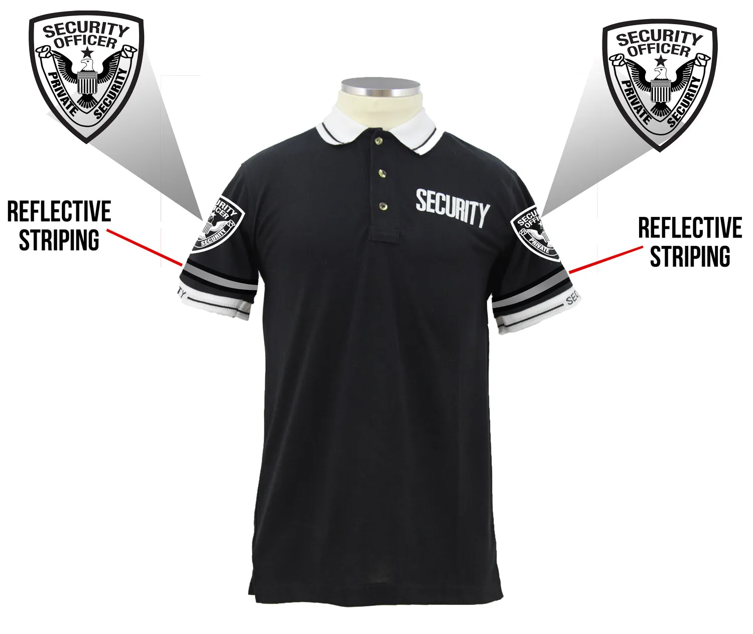 Customizable Poly Cotton Security Polo Shirt with Woven Sleeve and Collar