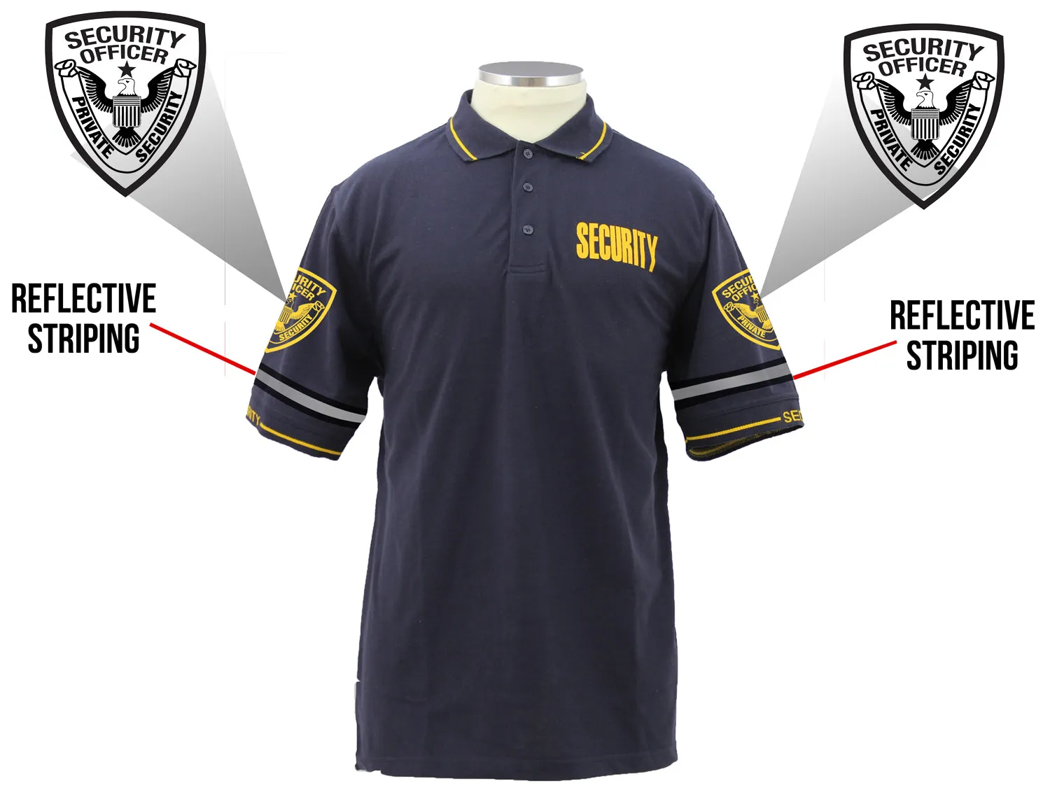 Customizable Poly Cotton Security Polo Shirt with Woven Sleeve and Collar