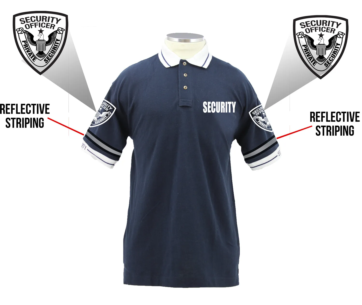 Customizable Poly Cotton Security Polo Shirt with Woven Sleeve and Collar