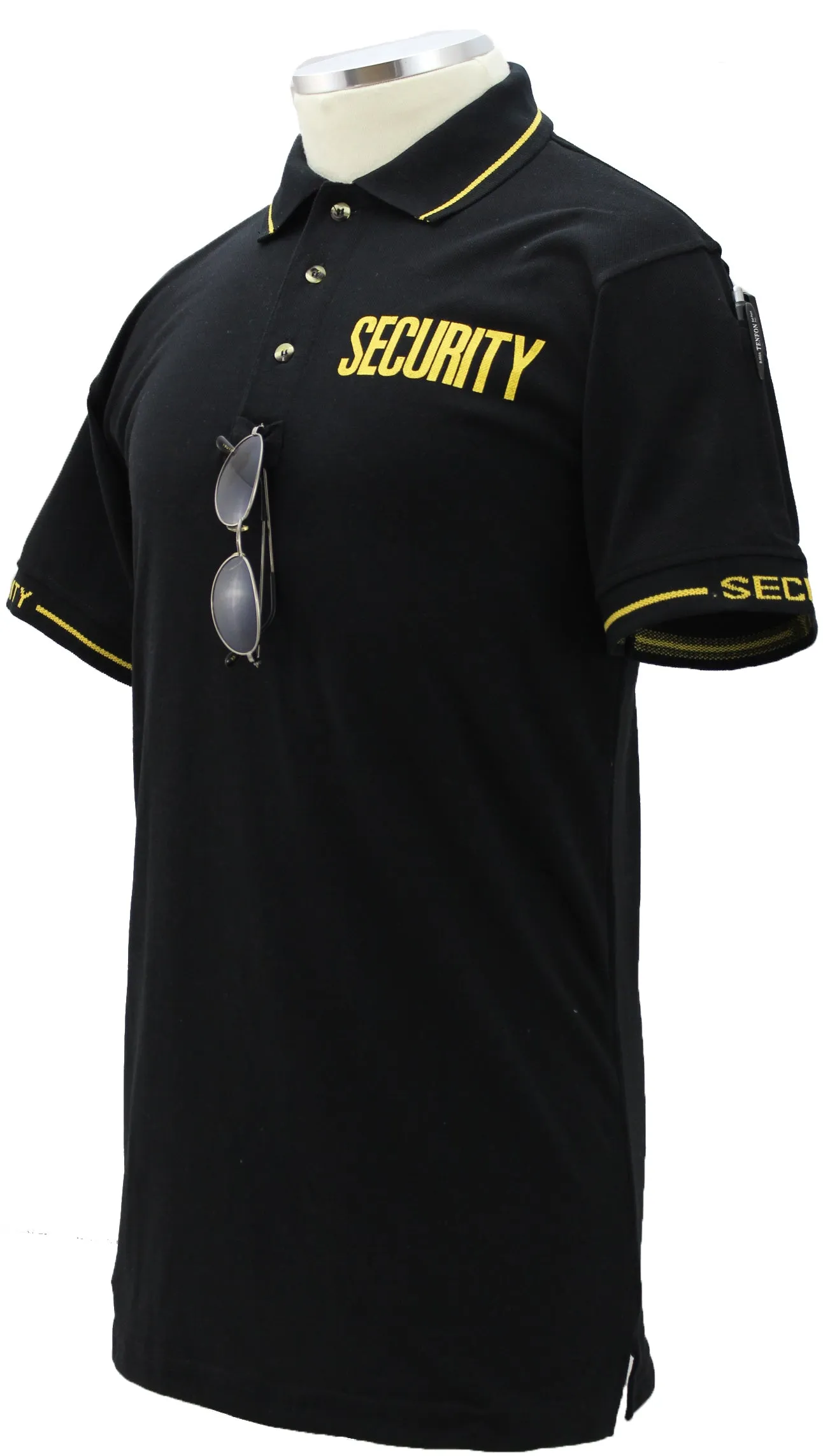 Customizable Poly Cotton Security Polo Shirt with Woven Sleeve and Collar