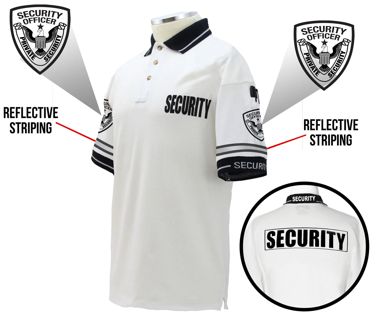 Customizable Poly Cotton Security Polo Shirt with Woven Sleeve and Collar