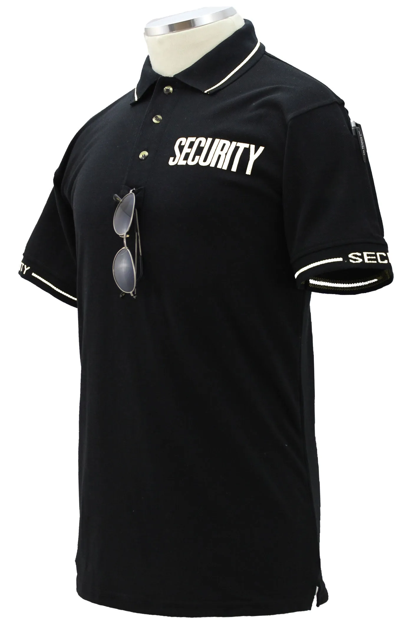 Customizable Poly Cotton Security Polo Shirt with Woven Sleeve and Collar
