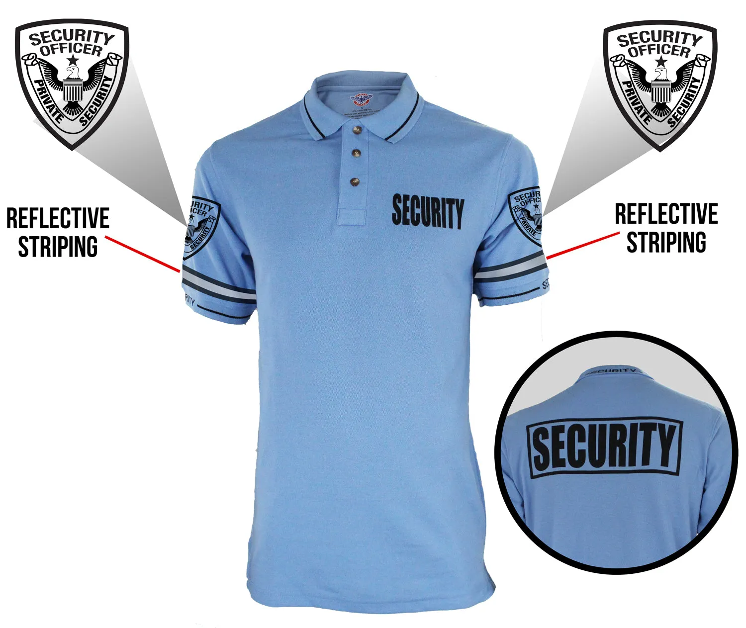 Customizable Poly Cotton Security Polo Shirt with Woven Sleeve and Collar