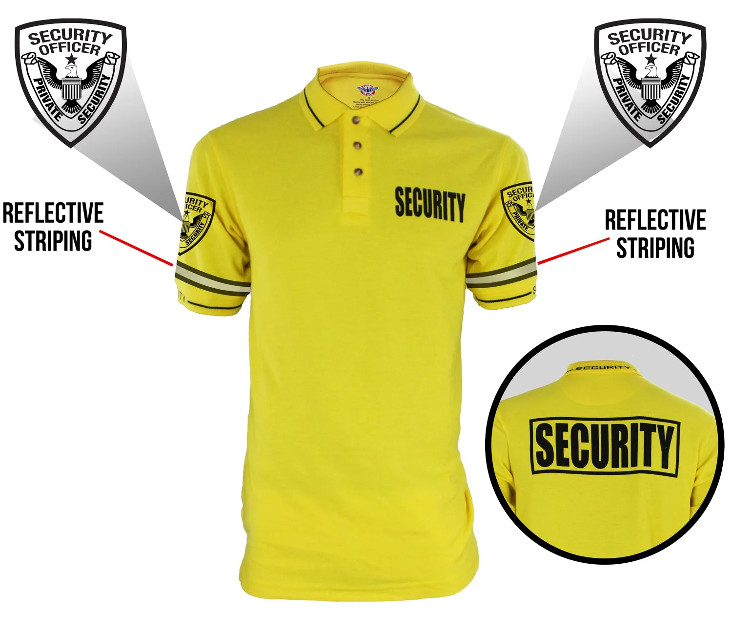 Customizable Poly Cotton Security Polo Shirt with Woven Sleeve and Collar