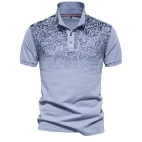 Design Gradient Printed Cotton Blend Polo Shirts for Men Short Sleeve Summer Fashion Mens Polos