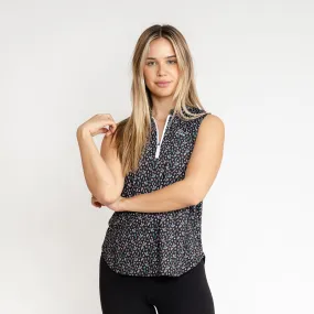 Ditsy Floral Sleeveless Zip | The Ditsy Floral - Black