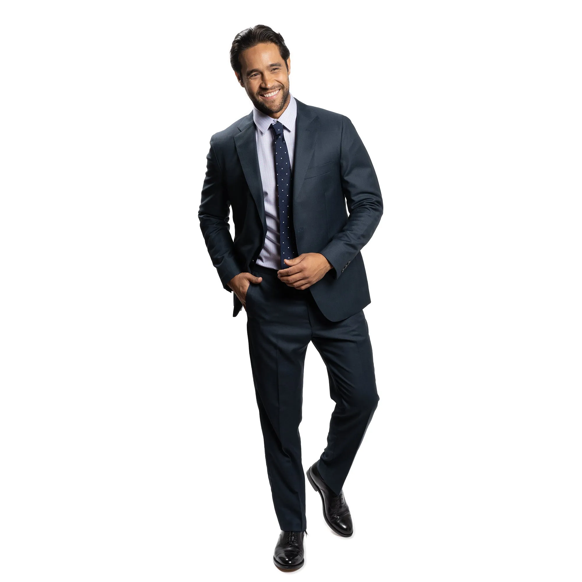 Easy Care Dress Shirt Standard Fit - Navy Red Tattersall