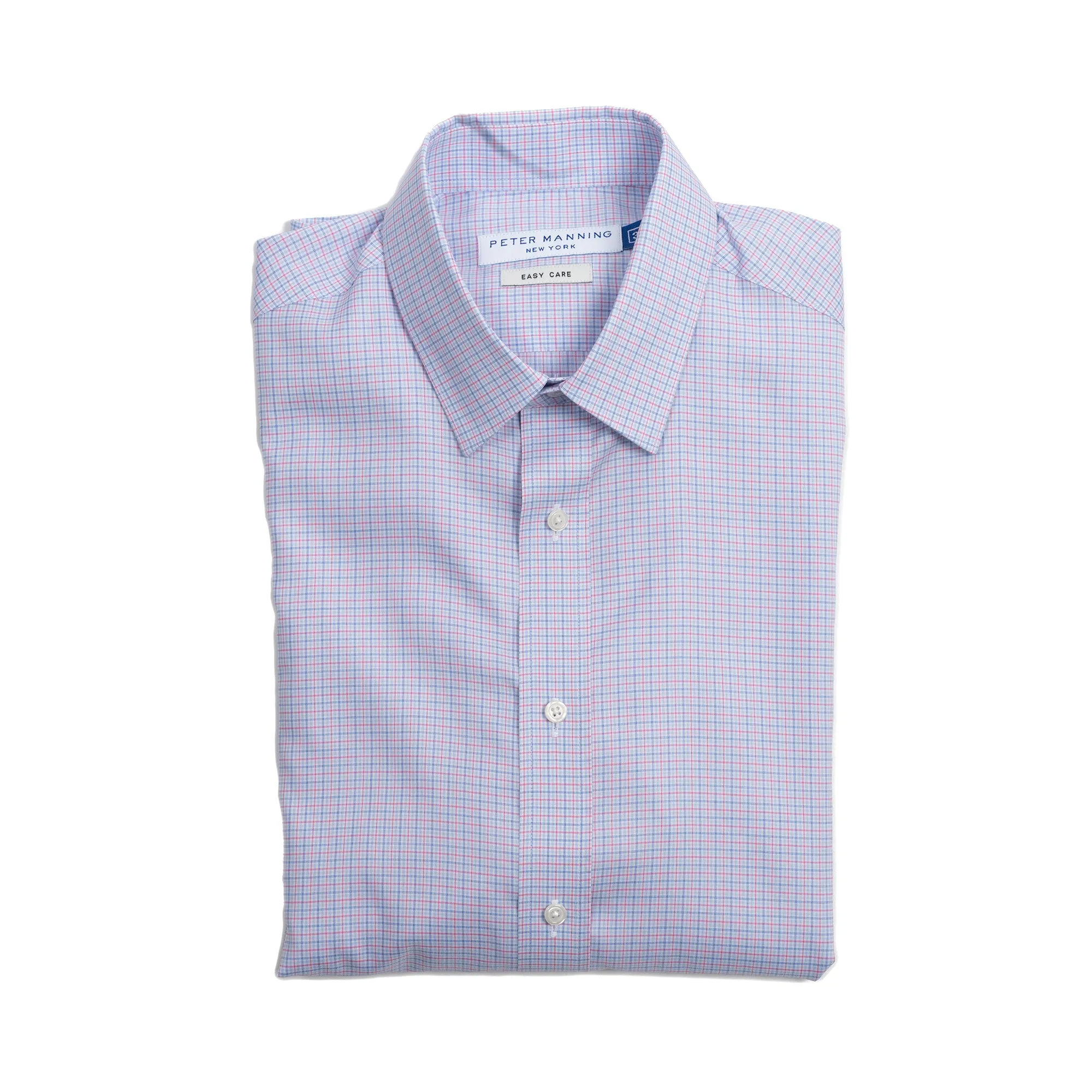 Easy Care Dress Shirt Standard Fit - Navy Red Tattersall