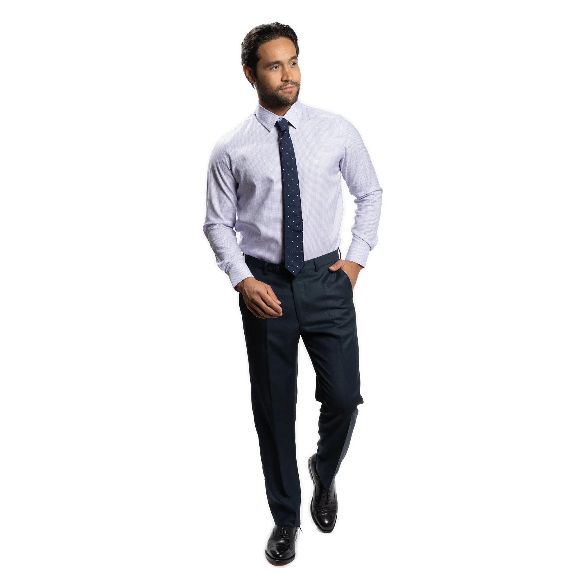Easy Care Dress Shirt Standard Fit - Navy Red Tattersall