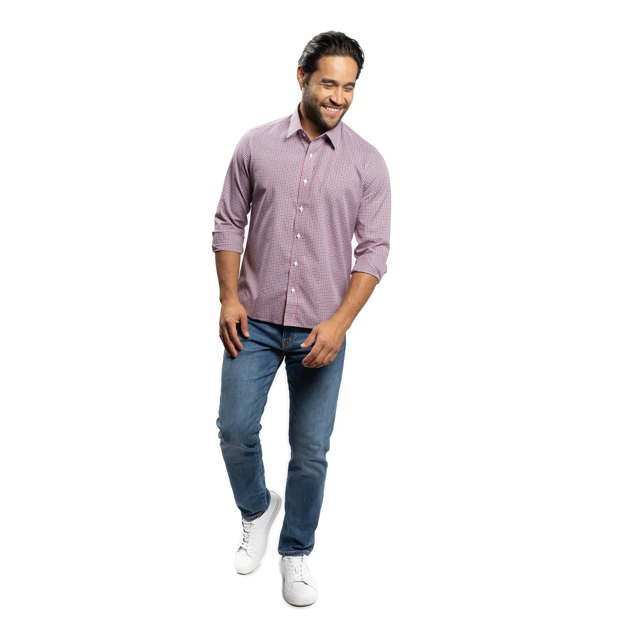 Easy Care Everyday Shirt - Navy Red Tattersall