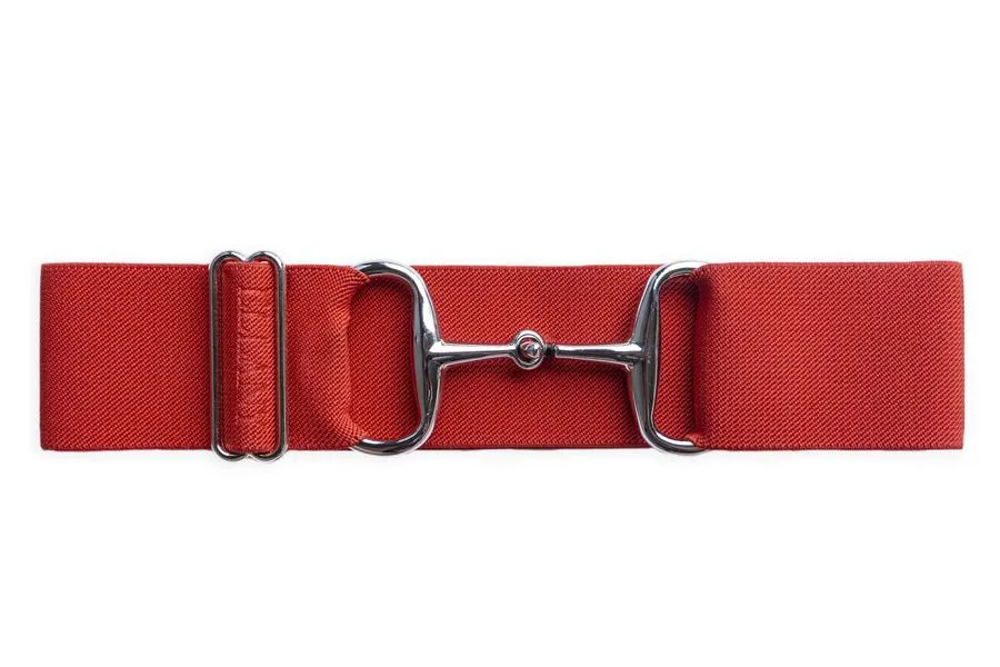 ELLANY RED - 2" SILVER SNAFFLE ELASTIC BELT