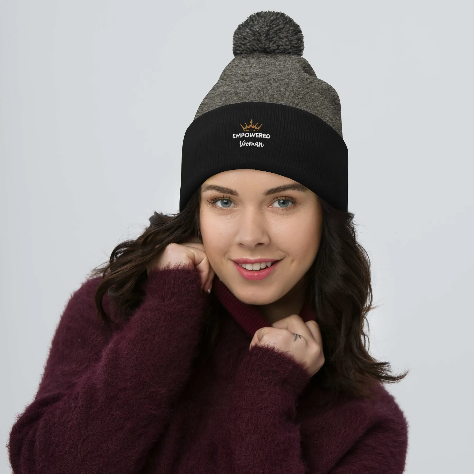 Empowered Woman Pom-Pom Beanie