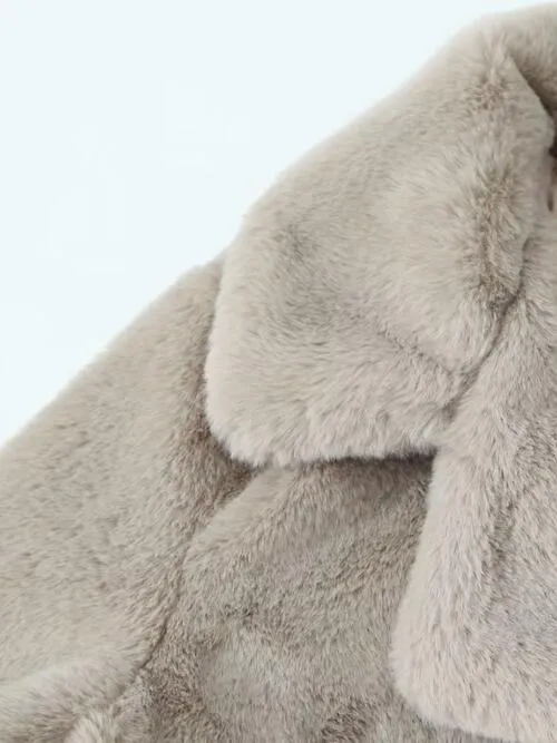 Faux Fur Lapel Neck Coat with Pocket